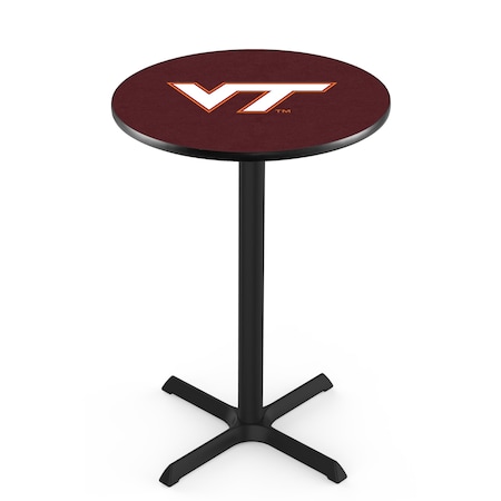 42 Blk Wrinkle Virginia Tech Pub Table,36 Dia. Top